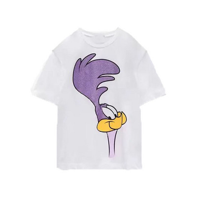 Zach AiIsa primăvară și vară nou temperament simplu și versatil tricou cu mâneci scurte cu gât rotund, drept, casual, imprimat