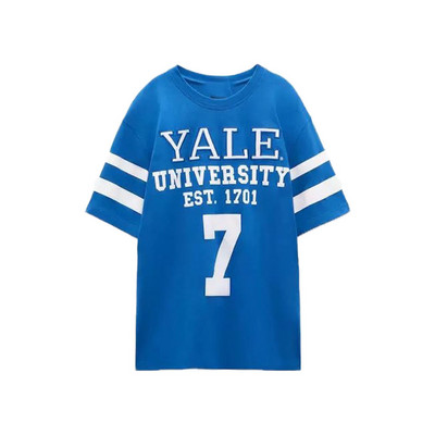 Zach AiIsa primăvară și vară nou temperament simplu și versatil tricou cu mâneci scurte cu gât rotund, drept, casual, imprimat