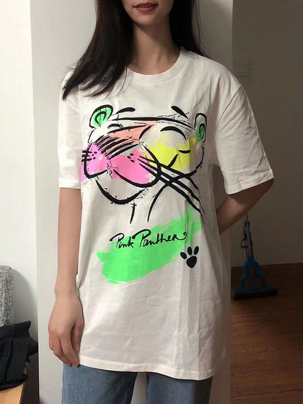 Zach AiIsa primăvară și vară nou temperament simplu și versatil tricou cu mâneci scurte cu gât rotund, drept, casual, imprimat