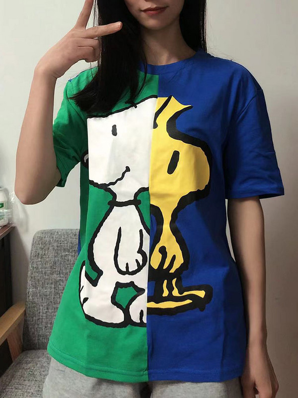 Zach AiIsa primăvară și vară nou temperament simplu și versatil tricou cu mâneci scurte cu gât rotund, drept, casual, imprimat