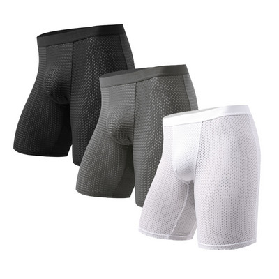 3 DB Hálós Férfi Fehérnemű Férfi Fehérnemű Szexi Hot Long Boxer Rövidnadrágok Férfi Boxer Férfi Bugyik Boxerek Férfi Boxer Homme Férfi Boxer