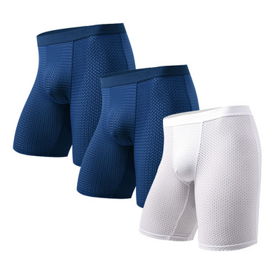 3 DB Hálós Férfi Fehérnemű Férfi Fehérnemű Szexi Hot Long Boxer Rövidnadrágok Férfi Boxer Férfi Bugyik Boxerek Férfi Boxer Homme Férfi Boxer