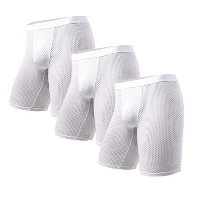 3 DB Hálós Férfi Fehérnemű Férfi Fehérnemű Szexi Hot Long Boxer Rövidnadrágok Férfi Boxer Férfi Bugyik Boxerek Férfi Boxer Homme Férfi Boxer