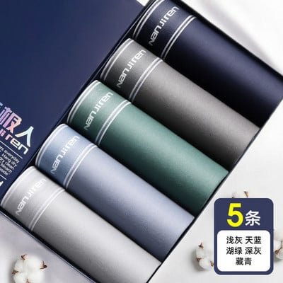 5 vnt./partija Bokseriniai šortai Vyriški apatiniai medvilninės apatinės kelnaitės Patogios kvėpuojančios vyriškos bagažinės U išgaubtos kelnaitės Aukštos kokybės