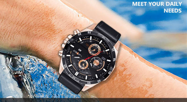 Vyriškas laisvalaikio sportinis laikrodis su šviečiančiomis rodyklėmis