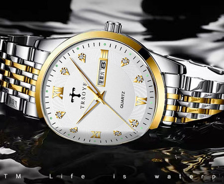 Világító férfi karóra ezüst és arany színben