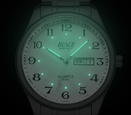 Világító férfi karóra ezüst és arany színben