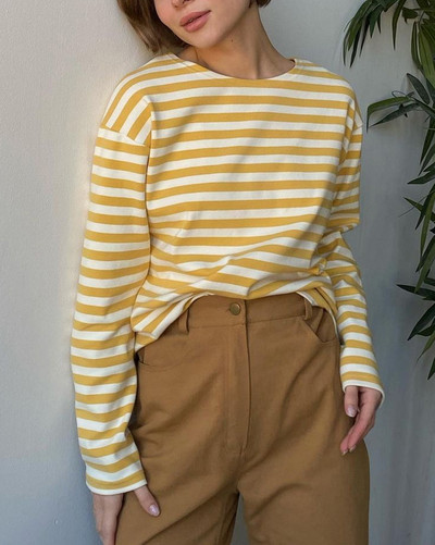 Yiyiyouni rudeniniai ilgomis rankovėmis laisvi dryžuoti marškinėliai Moteriški laisvalaikio medvilniniai marškinėliai, moteriški megzti viršutiniai marškinėliai Harajuku 2022 Gothic