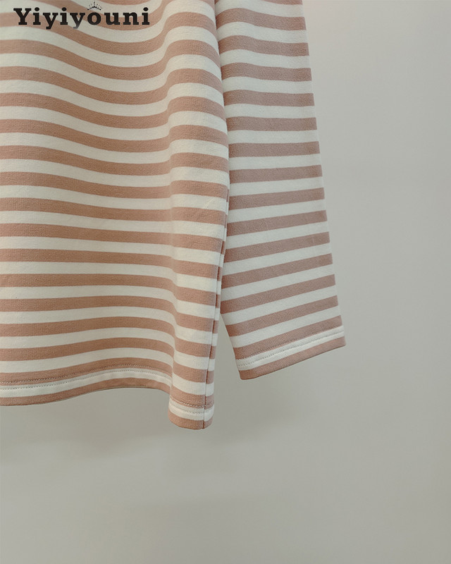 Yiyiyouni rudeniniai ilgomis rankovėmis laisvi dryžuoti marškinėliai Moteriški laisvalaikio medvilniniai marškinėliai, moteriški megzti viršutiniai marškinėliai Harajuku 2022 Gothic