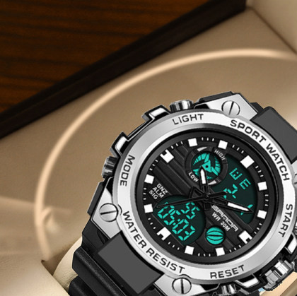 Paprastas vyriškas laikrodis su kalendoriumi ir žadintuvu