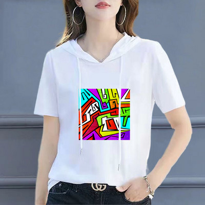 100 % medvilnės marškinėliai su kaklu, moteriški marškinėliai, 2021 m., laisvi korėjietiško stiliaus moteriški marškiniai Vasariniai trumpomis rankovėmis marškinėliai, moteriški marškinėliai