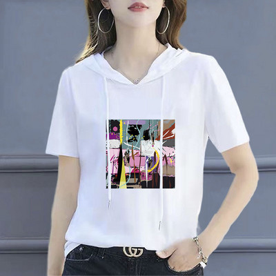 100 % medvilnės marškinėliai su kaklu, moteriški marškinėliai, 2021 m., laisvi korėjietiško stiliaus moteriški marškiniai Vasariniai trumpomis rankovėmis marškinėliai, moteriški marškinėliai