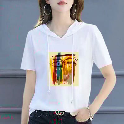 100 % medvilnės marškinėliai su kaklu, moteriški marškinėliai, 2021 m., laisvi korėjietiško stiliaus moteriški marškiniai Vasariniai trumpomis rankovėmis marškinėliai, moteriški marškinėliai