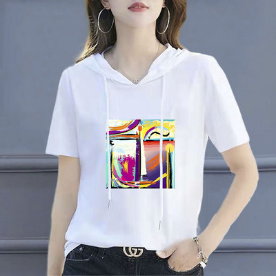 100 % medvilnės marškinėliai su kaklu, moteriški marškinėliai, 2021 m., laisvi korėjietiško stiliaus moteriški marškiniai Vasariniai trumpomis rankovėmis marškinėliai, moteriški marškinėliai