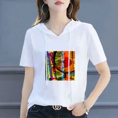 100 % medvilnės marškinėliai su kaklu, moteriški marškinėliai, 2021 m., laisvi korėjietiško stiliaus moteriški marškiniai Vasariniai trumpomis rankovėmis marškinėliai, moteriški marškinėliai