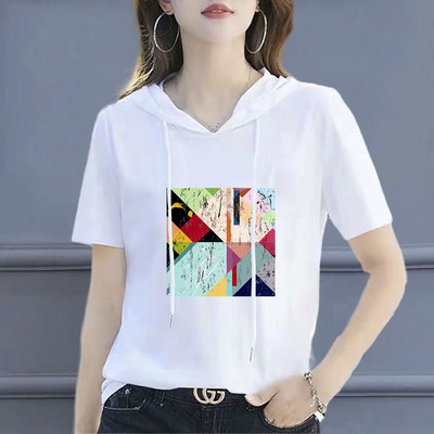 100 % medvilnės marškinėliai su kaklu, moteriški marškinėliai, 2021 m., laisvi korėjietiško stiliaus moteriški marškiniai Vasariniai trumpomis rankovėmis marškinėliai, moteriški marškinėliai