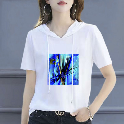 100 % medvilnės marškinėliai su kaklu, moteriški marškinėliai, 2021 m., laisvi korėjietiško stiliaus moteriški marškiniai Vasariniai trumpomis rankovėmis marškinėliai, moteriški marškinėliai