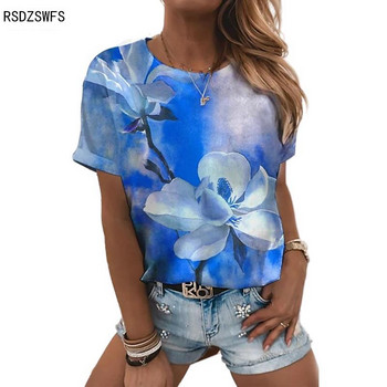 SUPERNATURAL Γυναικείο κοντομάνικο μπλουζάκι με λουλούδια 3D εκτύπωση με κοντό μανίκι καλοκαιρινή μόδα Χαλαρή μαλακή στρογγυλή λαιμόκοψη Γυναικεία μπλουζάκια TEES