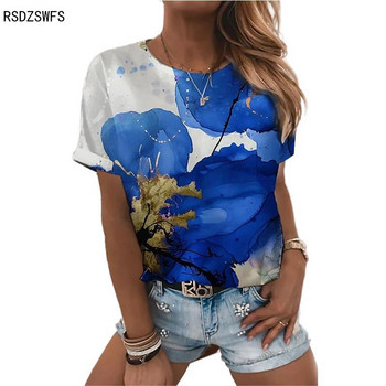 SUPERNATURAL Γυναικείο κοντομάνικο μπλουζάκι με λουλούδια 3D εκτύπωση με κοντό μανίκι καλοκαιρινή μόδα Χαλαρή μαλακή στρογγυλή λαιμόκοψη Γυναικεία μπλουζάκια TEES