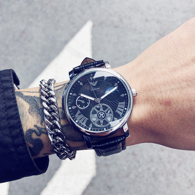 Apvalus ciferblatas vyriškas laisvalaikio laikrodis