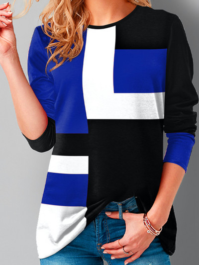 2022-es tavaszi bő, túlméretezett női ruházat Patchwork vintage póló, hosszú ujjú, O-nyakú felsők, mindenhez illő Casua női póló