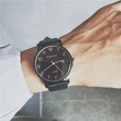 Naujo modelio vyriškas mechaninis laikrodis su odiniu dirželiu