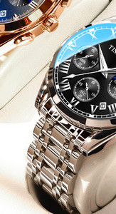 Világító férfi karóra fém szíjjal