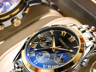 Világító férfi karóra fém szíjjal