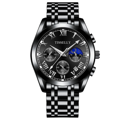 Világító férfi karóra fém szíjjal