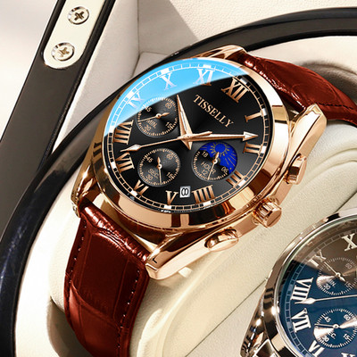 Világító férfi karóra fém szíjjal