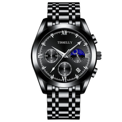 Világító férfi karóra fém szíjjal