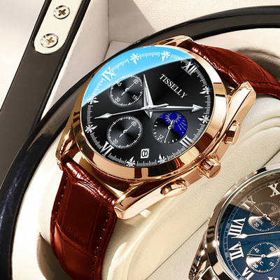 Világító férfi karóra fém szíjjal