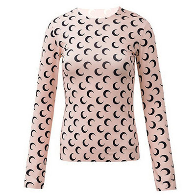 Karštas išpardavimas Mėnulio apačią mažinantys marškinėliai Ploni drabužiai Apsauga nuo saulės Ledinio šilko viršutinė apvali kaklo marškinėliai su aukšta apykakle Madingi jaunaties marginimo marškinėliai