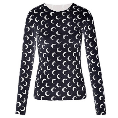 Karštas išpardavimas Mėnulio apačią mažinantys marškinėliai Ploni drabužiai Apsauga nuo saulės Ledinio šilko viršutinė apvali kaklo marškinėliai su aukšta apykakle Madingi jaunaties marginimo marškinėliai