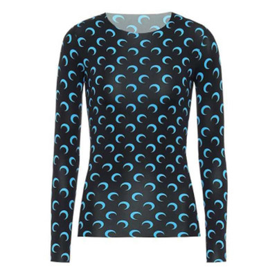 Karštas išpardavimas Mėnulio apačią mažinantys marškinėliai Ploni drabužiai Apsauga nuo saulės Ledinio šilko viršutinė apvali kaklo marškinėliai su aukšta apykakle Madingi jaunaties marginimo marškinėliai