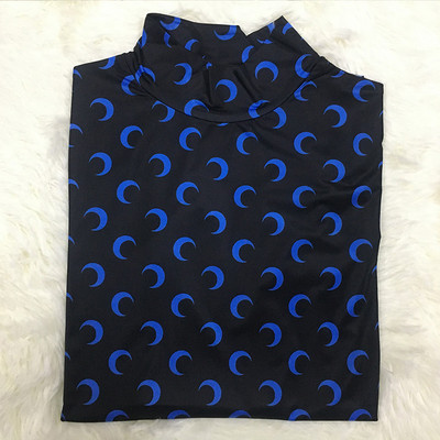 Karštas išpardavimas Mėnulio apačią mažinantys marškinėliai Ploni drabužiai Apsauga nuo saulės Ledinio šilko viršutinė apvali kaklo marškinėliai su aukšta apykakle Madingi jaunaties marginimo marškinėliai