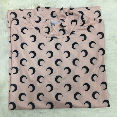 Karštas išpardavimas Mėnulio apačią mažinantys marškinėliai Ploni drabužiai Apsauga nuo saulės Ledinio šilko viršutinė apvali kaklo marškinėliai su aukšta apykakle Madingi jaunaties marginimo marškinėliai