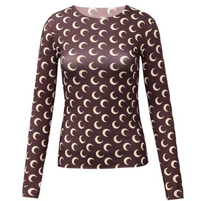 Karštas išpardavimas Mėnulio apačią mažinantys marškinėliai Ploni drabužiai Apsauga nuo saulės Ledinio šilko viršutinė apvali kaklo marškinėliai su aukšta apykakle Madingi jaunaties marginimo marškinėliai