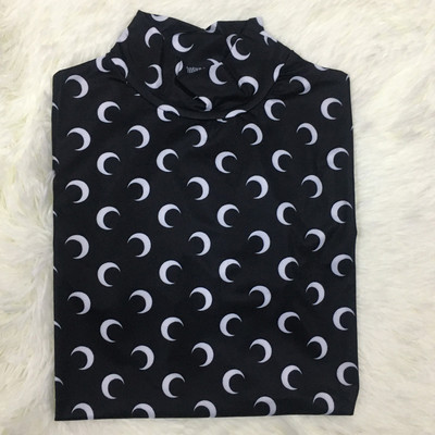 Karštas išpardavimas Mėnulio apačią mažinantys marškinėliai Ploni drabužiai Apsauga nuo saulės Ledinio šilko viršutinė apvali kaklo marškinėliai su aukšta apykakle Madingi jaunaties marginimo marškinėliai