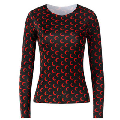 Karštas išpardavimas Mėnulio apačią mažinantys marškinėliai Ploni drabužiai Apsauga nuo saulės Ledinio šilko viršutinė apvali kaklo marškinėliai su aukšta apykakle Madingi jaunaties marginimo marškinėliai