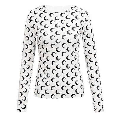 Karštas išpardavimas Mėnulio apačią mažinantys marškinėliai Ploni drabužiai Apsauga nuo saulės Ledinio šilko viršutinė apvali kaklo marškinėliai su aukšta apykakle Madingi jaunaties marginimo marškinėliai