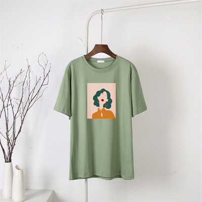 Blessyuki Mieli mergaitiški marškinėliai su raštais, moteriški vasarai, nauji 100 % medvilnė, estetiški raštai su O kaklu, moteriški palaidi marškinėliai