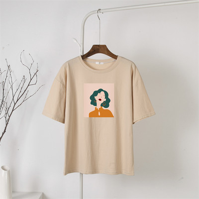 Blessyuki Mieli mergaitiški marškinėliai su raštais, moteriški vasarai, nauji 100 % medvilnė, estetiški raštai su O kaklu, moteriški palaidi marškinėliai