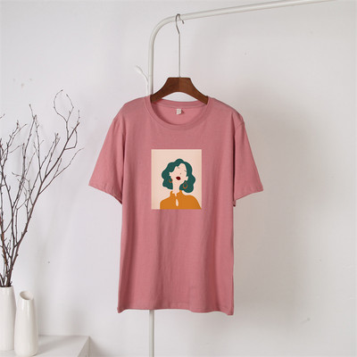 Blessyuki Mieli mergaitiški marškinėliai su raštais, moteriški vasarai, nauji 100 % medvilnė, estetiški raštai su O kaklu, moteriški palaidi marškinėliai