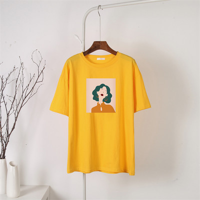 Blessyuki Mieli mergaitiški marškinėliai su raštais, moteriški vasarai, nauji 100 % medvilnė, estetiški raštai su O kaklu, moteriški palaidi marškinėliai