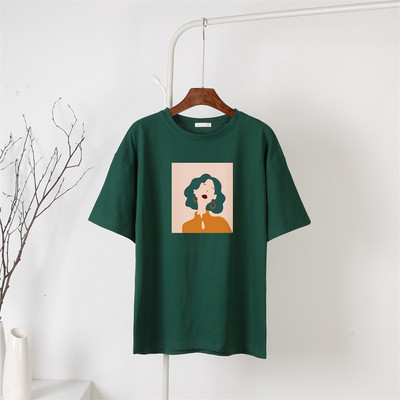 Blessyuki Mieli mergaitiški marškinėliai su raštais, moteriški vasarai, nauji 100 % medvilnė, estetiški raštai su O kaklu, moteriški palaidi marškinėliai