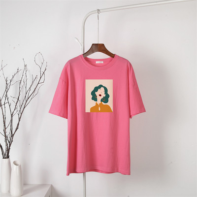 Blessyuki Mieli mergaitiški marškinėliai su raštais, moteriški vasarai, nauji 100 % medvilnė, estetiški raštai su O kaklu, moteriški palaidi marškinėliai