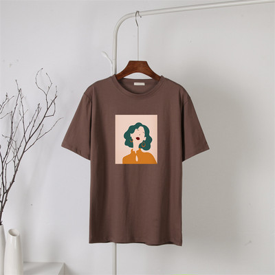 Blessyuki Mieli mergaitiški marškinėliai su raštais, moteriški vasarai, nauji 100 % medvilnė, estetiški raštai su O kaklu, moteriški palaidi marškinėliai