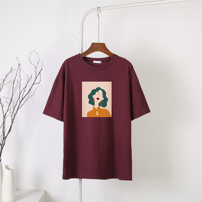 Blessyuki Mieli mergaitiški marškinėliai su raštais, moteriški vasarai, nauji 100 % medvilnė, estetiški raštai su O kaklu, moteriški palaidi marškinėliai