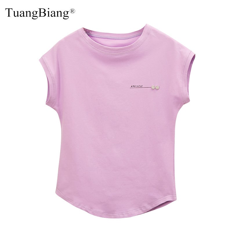 2022 m. vasariniai moteriški marškinėliai trumpomis rankovėmis, medvilniniai marškinėliai, trumpomis rankovėmis, „Batwing“ rankovėmis „T“ raidėmis marškinėliai moteriški siuvinėti deimantai